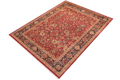 handmade Traditional Mahal Red Blue RECTANGLE 100% WOOL area rug 9x12