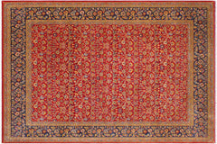handmade Transitional Red Blue Hand Knotted RECTANGLE 100% WOOL area rug 9' x 12'