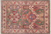 handmade Traditional Kafkaz Green Ivory Hand Knotted RECTANGLE 100% WOOL area rug 8' x 10'