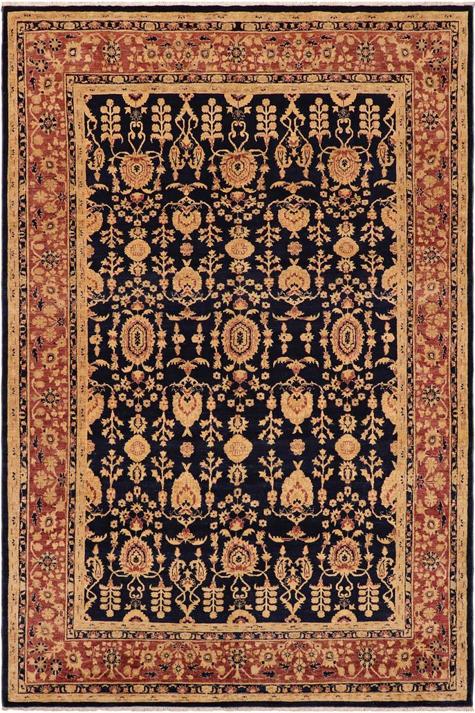 handmade Traditional Kafkaz Blue Brown Hand Knotted RECTANGLE 100% WOOL area rug 9 x 12