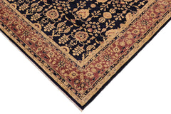 handmade Transitional Kafkaz Blue Brown Hand Knotted RECTANGLE 100% WOOL area rug 9' x 12'