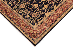 handmade Traditional Kafkaz Blue Brown Hand Knotted RECTANGLE 100% WOOL area rug 9 x 12