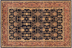 handmade Transitional Kafkaz Blue Brown Hand Knotted RECTANGLE 100% WOOL area rug 9' x 12'