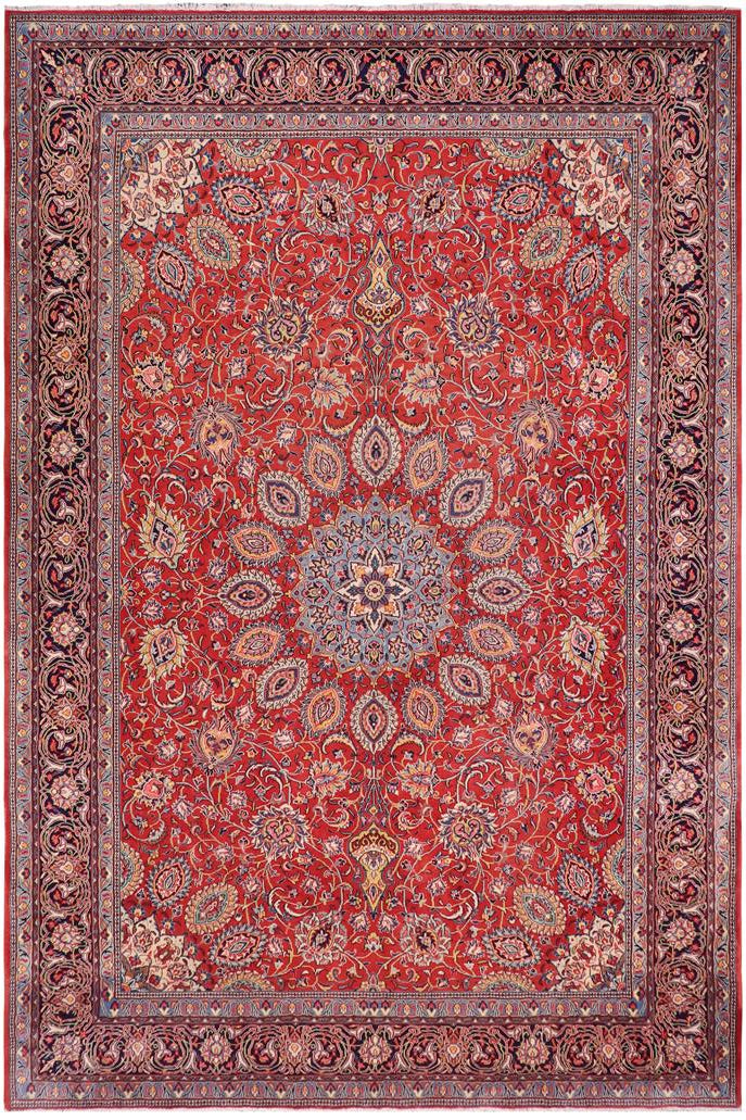 handmade Traditional Antique Rust Blue Hand Knotted RECTANGLE 100% Wool Pile area rug 10x13