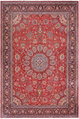 handmade Traditional Antique Rust Blue Hand Knotted RECTANGLE 100% Wool Pile area rug 10x13