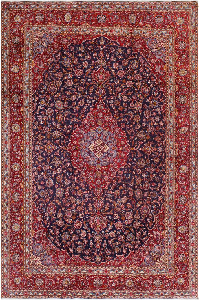 handmade Traditional Antique Blue Red Hand Knotted RECTANGLE 100% Wool Pile area rug 10x14