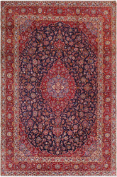 handmade Traditional Antique Blue Red Hand Knotted RECTANGLE 100% Wool Pile area rug 10x14