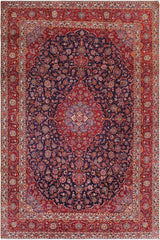 handmade Traditional Antique Blue Red Hand Knotted RECTANGLE 100% Wool Pile area rug 10x14