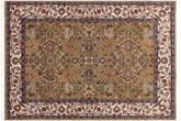 handmade Traditional Hereke Green Ivory Hand Knotted RECTANGLE WOOL&SILK area rug 4' x 6'