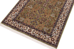 handmade Traditional Hereke Green Ivory Hand Knotted RECTANGLE WOOL&SILK area rug 4' x 6'