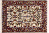 handmade Traditional Hereke Ivory Red Hand Knotted RECTANGLE WOOL&SILK area rug 4' x 6'