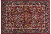handmade Traditional Hereke Red Blue Hand Knotted RECTANGLE WOOL&SILK area rug 4' x 6'