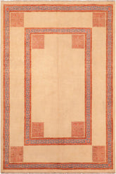 handmade Modern Kotan Beige Rust Hand Knotted RECTANGLE 100% WOOL area rug 6 x 8