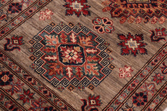 handmade Geometric Super Kazak Gray Gray Hand Knotted RUNNER 100% WOOL area rug 3' x 10'