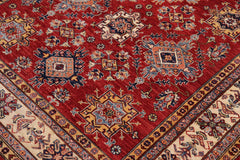 handmade Geometric Super Kazak Red Beige Hand-made RECTANGLE 100% WOOL area rug 6x9