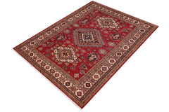 handmade Geometric Super Kazak Red Beige Hand-made RECTANGLE 100% WOOL area rug 5x7