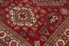 handmade Geometric Super Kazak Red Beige Hand-made RECTANGLE 100% WOOL area rug 5x7