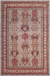 handmade Geometric Super Kazak Gray Beige Hand-made RECTANGLE 100% WOOL area rug 9x12