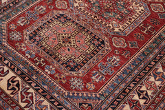 handmade Geometric Super Kazak Red Beige Hand-made RECTANGLE 100% WOOL area rug 5x6