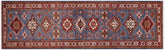 handmade Geometric Super Kazak Lt. Blue Beige Hand Knotted RUNNER 100% WOOL area rug 3' x 10'