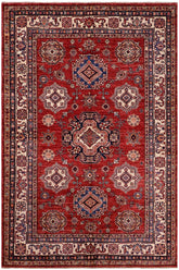 handmade Geometric Super Kazak Red Beige Hand-made RECTANGLE 100% WOOL area rug 6x8