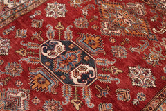 handmade Geometric Super Kazak Red Beige Hand-made SQUARE 100% WOOL area rug 5x6