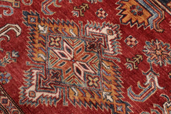 handmade Geometric Super Kazak Red Beige Hand-made SQUARE 100% WOOL area rug 5x6