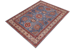handmade Geometric Kazak Lt. Blue Beige Hand-made RECTANGLE 100% WOOL area rug 10' x 13'
