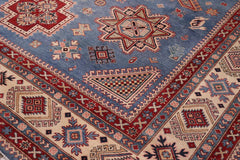 handmade Geometric Kazak Lt. Blue Beige Hand-made RECTANGLE 100% WOOL area rug 10' x 13'