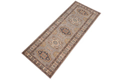 handmade Geometric Kazak Gray Beige Hand-made RUNNER 100% WOOL area rug 3x10