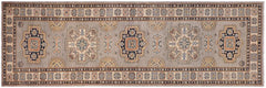 handmade Geometric Kazak Gray Beige Hand-made RUNNER 100% WOOL area rug 3x10