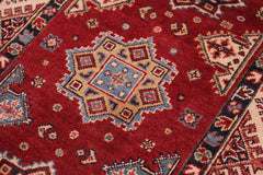 handmade Geometric kazak Red Beige Hand-made RUNNER 100% WOOL area rug 3x10