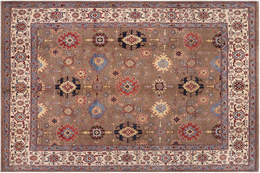 handmade Transitional Kafkaz Brown Beige Hand-made RECTANGLE 100% WOOL area rug 8' x 9'