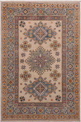 handmade Geometric Kazak Beige Lt. Blue Hand-made RECTANGLE 100% WOOL area rug 3' x 5'