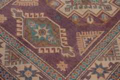 handmade Geometric Kazak Light Purpl Beige Hand-made RECTANGLE 100% WOOL area rug 3'X5'