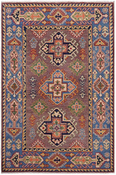 handmade Geometric Kazak Gray Lt. Blue Hand-made RECTANGLE 100% WOOL area rug 3' x 5'