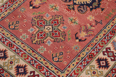 handmade Geometric Kazak Pink Beige Hand-made RECTANGLE 100% WOOL area rug 3' x 5'
