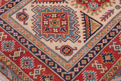 handmade Geometric Kazak Beige Red Hand-made RECTANGLE 100% WOOL area rug 3' x 5'