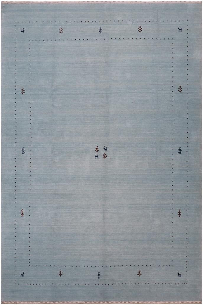 handmade Modern Gabbeh Light Blue Light Blue Hand-made RECTANGLE 100% WOOL area rug 8x10