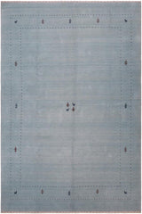 handmade Modern Gabbeh Light Blue Light Blue Hand-made RECTANGLE 100% WOOL area rug 8x10