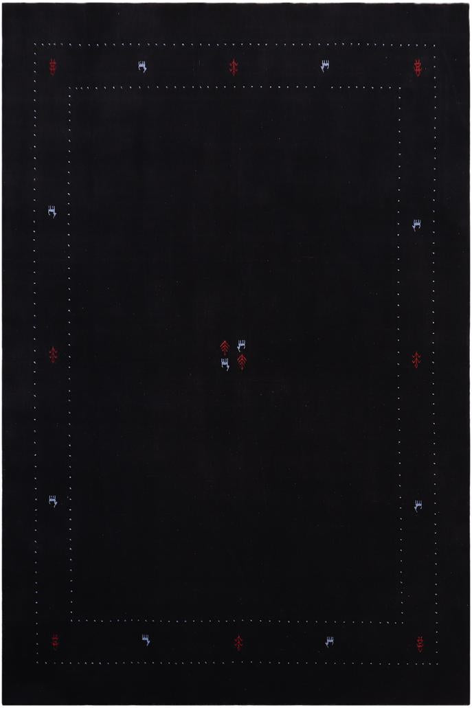 handmade Modern Gabbeh Black Black Hand-made RECTANGLE 100% WOOL area rug 8x10