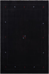 handmade Modern Gabbeh Black Black Hand-made RECTANGLE 100% WOOL area rug 8x10