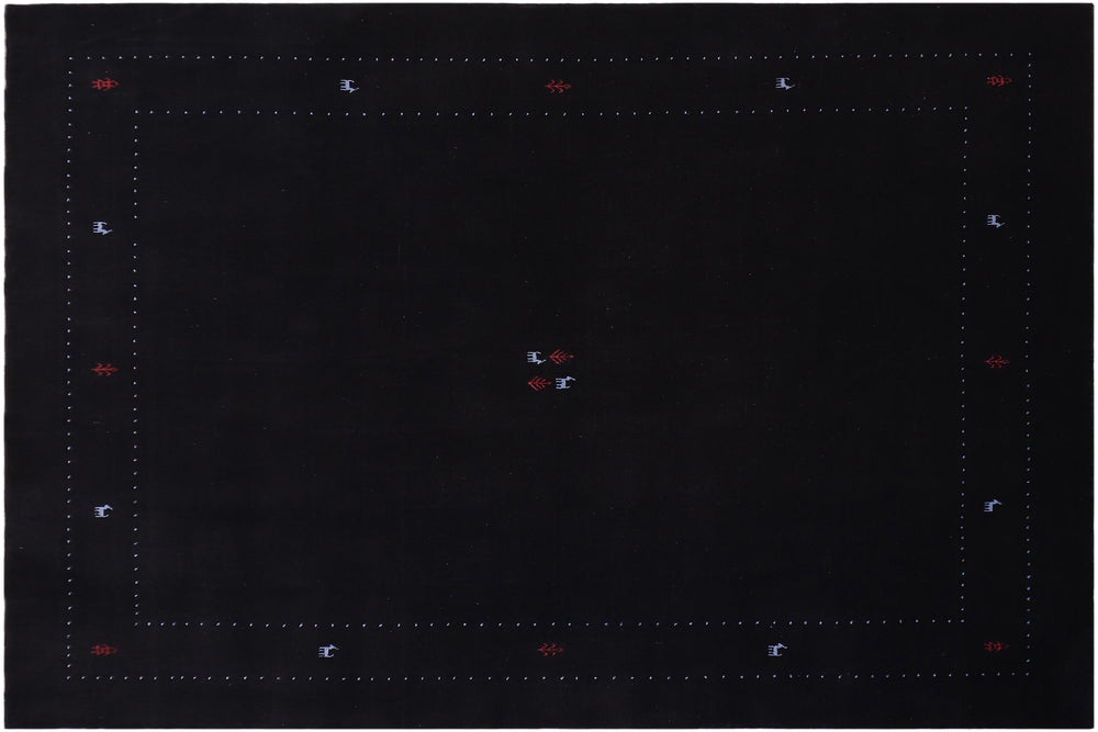 handmade Modern Gabbeh Black Black Hand-made RECTANGLE 100% WOOL area rug 8x10