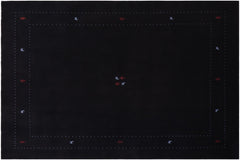 handmade Modern Gabbeh Black Black Hand-made RECTANGLE 100% WOOL area rug 8x10