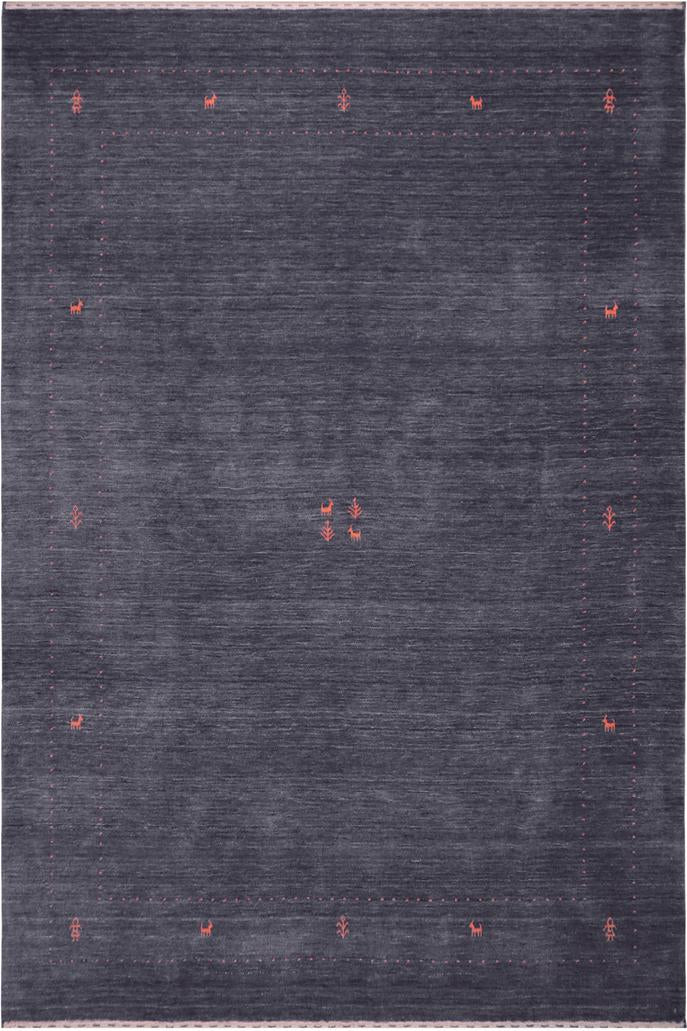 handmade Modern Gabbeh Grayish Blu Bluish Gray Hand-made RECTANGLE 100% WOOL area rug 8x10