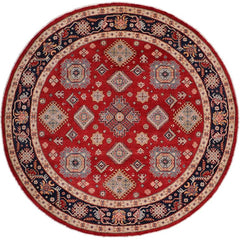 handmade Geometric Kazak Lt. Blue Beige Hand-made ROUND 100% WOOL area rug 9x9