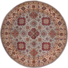 handmade Geometric Kazak Gray Beige Hand-made ROUND 100% WOOL area rug 9x9