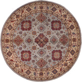 handmade Geometric Kazak Gray Beige Hand-made ROUND 100% WOOL area rug 9x9