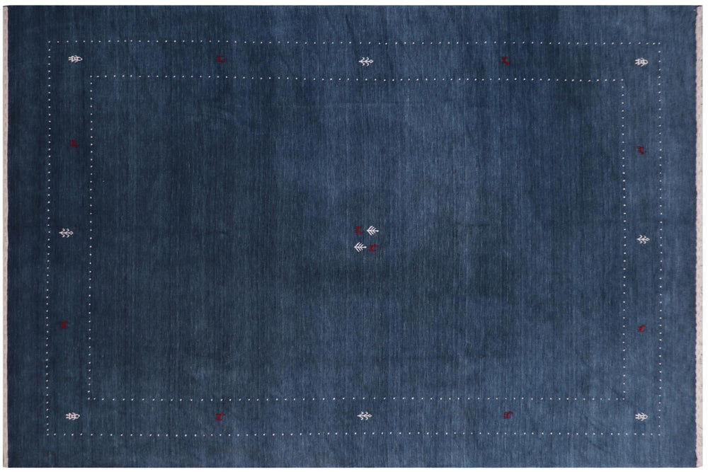 handmade Modern Gabbeh Blue White Hand-made RECTANGLE 100% WOOL area rug 9x12