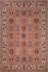 handmade Geometric Kazak Rose Beige Hand-made RECTANGLE 100% WOOL area rug 9' x 12'